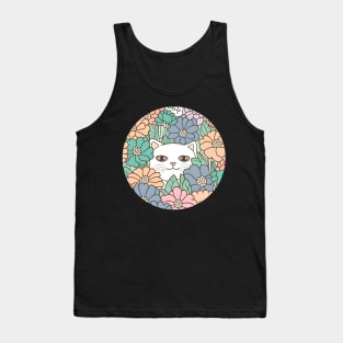 Colorful Flower Cat Kawaii - Funny Cats Tank Top